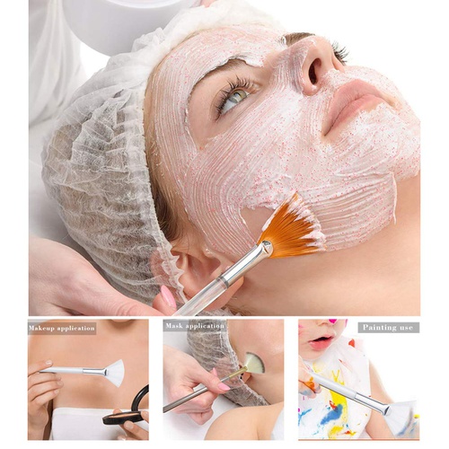  FSXTMMM Fan Facial Mask Brushes Applicator Set, Soft Makeup Brushes Acid Applicator Cosmetic Makeup Beauty Tools for Mud Mask, Blush, Glycolic Peel, Serum, Cleaning Sleep Mask.