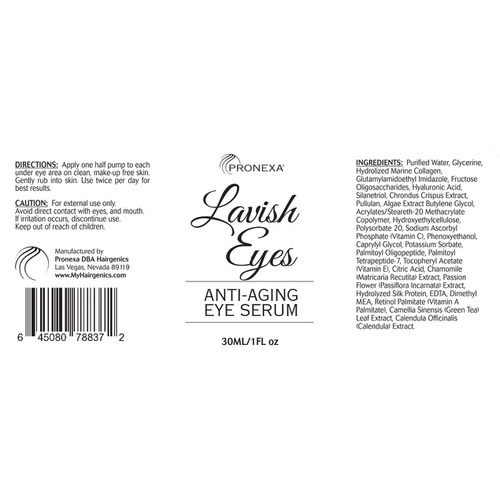  Fabulush Beauty Pronexa Hairgenics Lavish Eyes: Anti-Aging Under Eye Gel Serum to Reduce the Appearance of Dark Circles, Puffiness, Bags, Wrinkles, Fine Lines & Crows Feet Around Eyes. 1.0 FL OZ.