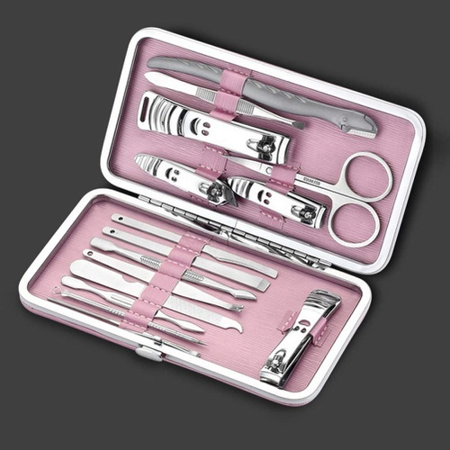  Fahion road Fashion Road 15Pcs Nail Clippers Kit, Stainless Steel Manicure Pedicure Kit,Professional Nail Care Tools with a Luxurious Travel Case (Pink)