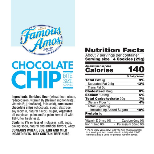  Famous Amos Chocolate Chip Cookies, 6 Count