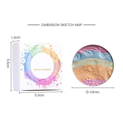  FantasyDay Pro 6 Colors 3D Baked Rainbow Highlighter Eyeshadow Makeup Palette Cosmetic Blusher Shimmer Powder Contouring Kit Unicorn Blush #2