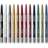 Fashionwu Waterproof Eyeliner, 12 Colors Eye Liner Eyeshadow Pencil Eye Shadow Highlight Pen, Professional Long-Lasting Milti-Functional Cosmetics Makeup Tool (1 Set - 12pcs)