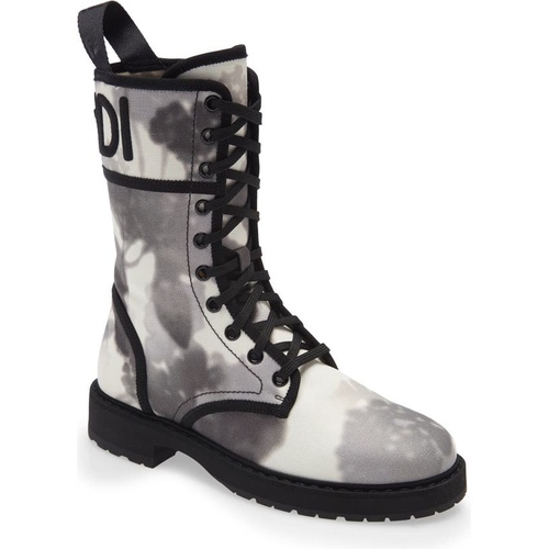 펜디 Fendi Logo Canvas Combat Boot_BIANCO