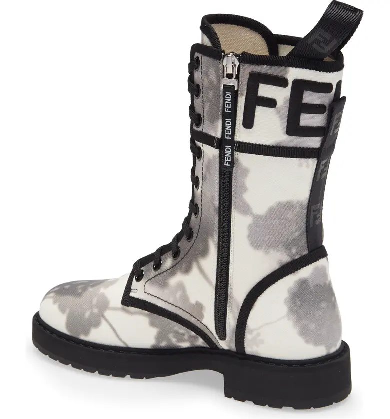 펜디 Fendi Logo Canvas Combat Boot_BIANCO