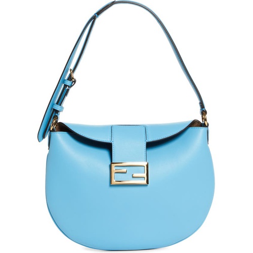 펜디 Fendi Small Croissant Leather Hobo_CYBER BLU OS
