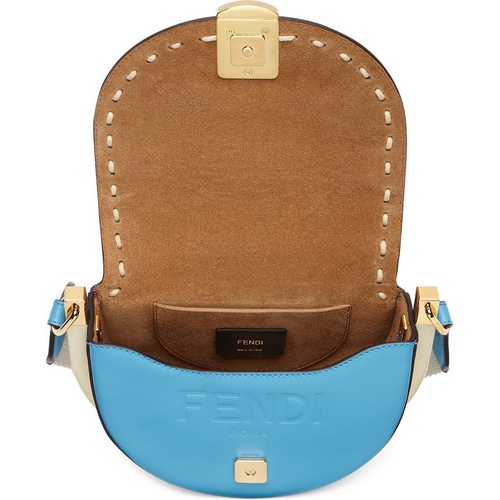 펜디 Fendi Moonlight Leather Saddle Bag_CYBER BLU OS