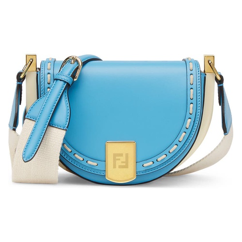 펜디 Fendi Moonlight Leather Saddle Bag_CYBER BLU OS