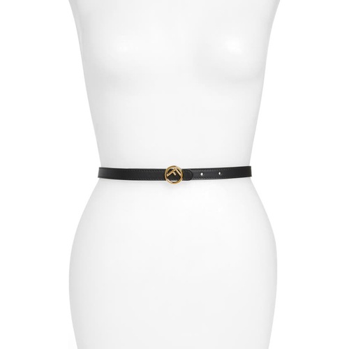 펜디 Fendi F Logo Buckle Calfskin Leather Belt_BLACK/ SOFT GOLD