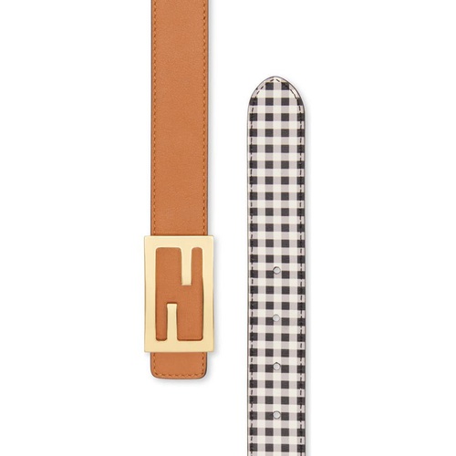 펜디 Fendi Reversible Leather Belt_BRANDY/ WHITE/ BLACK
