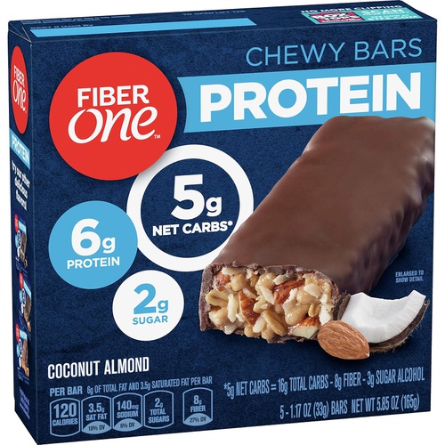  Fiber One Protein Chewy Bars, Coconut Almond, 5 ct.