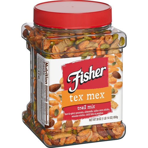  Fisher Nuts Fisher Snack Tex Mex Trail Mix, 30oz (Pack of 1) Hot & Spicy Peanuts, Almonds, Salsa Corn Sticks, Sesame Sticks, Chili Bits, Pepitas