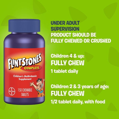  Flintstones Vitamins Flintstones Chewable Kids Vitamins, Complete Multivitamin for Kids and Toddlers with Iron, Calcium, Vitamin C, Vitamin D & more, 180ct