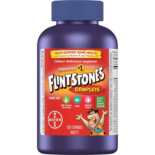  Flintstones Vitamins Flintstones Chewable Kids Vitamins, Complete Multivitamin for Kids and Toddlers with Iron, Calcium, Vitamin C, Vitamin D & more, 180ct