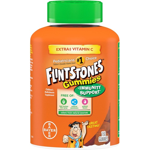  Flintstones Vitamins Flintstones Gummies Kids Vitamins with Immunity Support*, Kids and Toddler Multivitamin with Vitamin C, Vitamin D, B12, Zinc & more, Orange 150ct