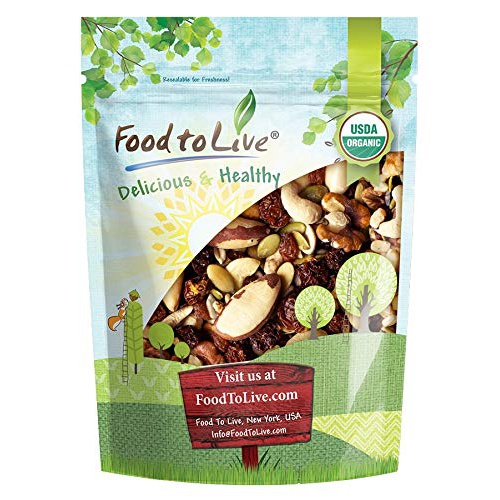  Food to Live Organic Vitality Snack Mix, 1 Pound  Raw and Non-GMO Trail Mix Contains Golden Berries, Raisins, Brazil Nuts, Cashews, Walnuts, Pumpkin Seeds, Sunflower Seeds. Vegan Superfood, Ko