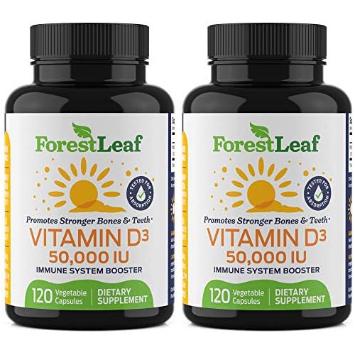  ForestLeaf - Vitamin D3 10,000 IU Supplement - Vegetable Vitamin D Capsules for Bones, Teeth, and Immune Support - Easy Swallow Pure Vitamin D3 10000 (10,000 IU - 180 Count)