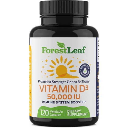  ForestLeaf - Vitamin D3 10,000 IU Supplement - Vegetable Vitamin D Capsules for Bones, Teeth, and Immune Support - Easy Swallow Pure Vitamin D3 10000 (10,000 IU - 180 Count)