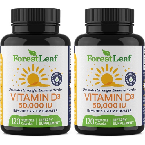  ForestLeaf - Vitamin D3 10,000 IU Supplement - Vegetable Vitamin D Capsules for Bones, Teeth, and Immune Support - Easy Swallow Pure Vitamin D3 10000 (10,000 IU - 180 Count)