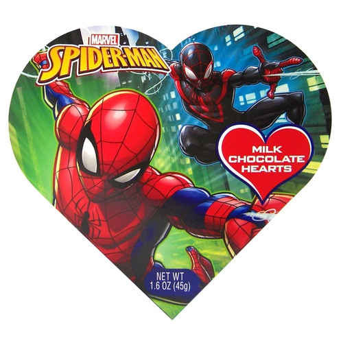  Frankford Marvel Avengers and Spiderman Super Hero Valentine Heart Shaped Boxes with Milk Chocolate Candy, 1.6 Ounce, Pack of 2