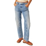 Free People Womens Risk Taker Mid Rise Straight Leg Jeans