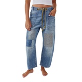 Free People Womens Moxie Cotton Low Slung Barrel Jeans