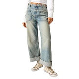 Free People Womens Cotton Palmer Cuffed Boyfriend Jeans