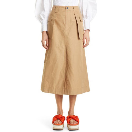 가니 Ganni Organic Cotton & Linen Cargo Skirt_TIGERS EYE