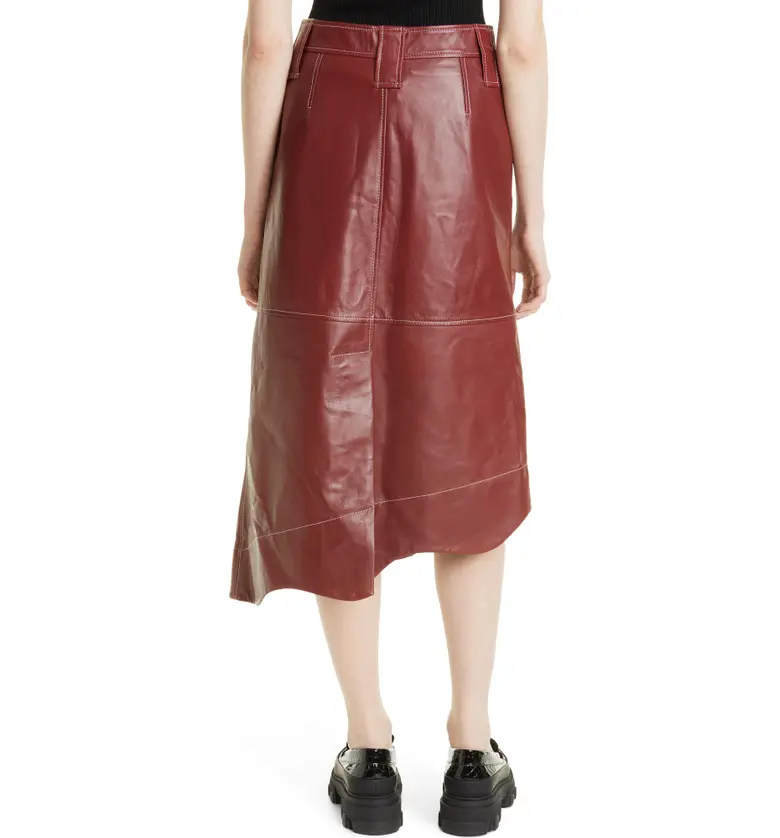 가니 Ganni Asymmetric Leather Skirt_MADDER BROWN
