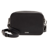 Ganni Recycled Textured Leather Camera Crossbody Bag_BLACK