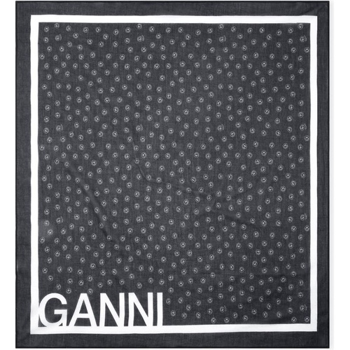 가니 Ganni Smiley Face Logo Organic Cotton Scarf_PHANTOM