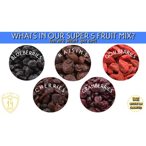  GERBS Super 5 Dried Fruit Mix, 32oz, Unsulfured, Preservative Free, Top 14 Food Allergy Free