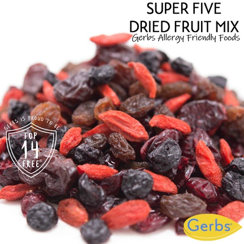  GERBS Super 5 Dried Fruit Mix, 32oz, Unsulfured, Preservative Free, Top 14 Food Allergy Free