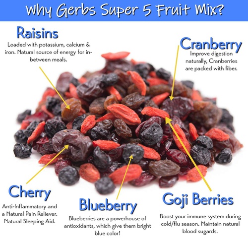  GERBS Super 5 Dried Fruit Mix, 32oz, Unsulfured, Preservative Free, Top 14 Food Allergy Free