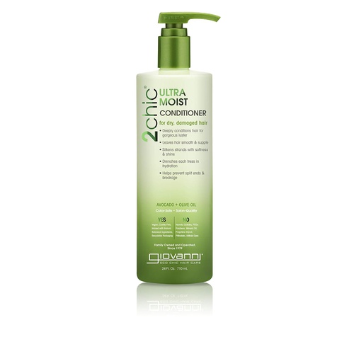  GIOVANNI 2chic Ultra-Moist Conditioner, 24 oz. Avocado & Olive Oil, Creamy Hydration Formula, Enriched with Aloe Vera, Shea Butter, Botanical Extracts & Oils, No Parabens, Color Sa