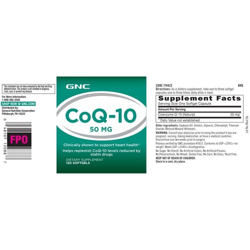  GNC CoQ-10-50mg, 120 Softgels, Supports Heart Health