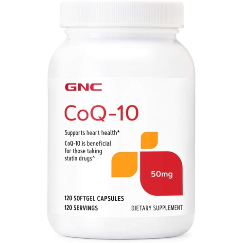  GNC CoQ10 50mg Supports Heart Health, Beneficial for Those Taking Statin Drugs 120 Softgel Capsules