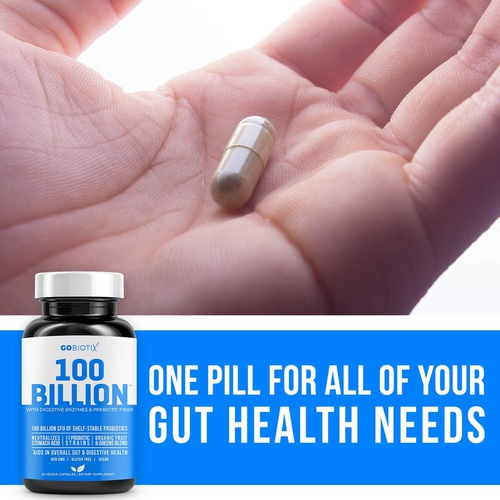  GOBIOTIX 100 Billion Probiotics, Prebiotics & Digestive Enzymes Blend High Potency with 100 Billion CFU Enhanced with Organic Fruit & Organic Greens Blend Vegan, Non-GMO USA Made ●