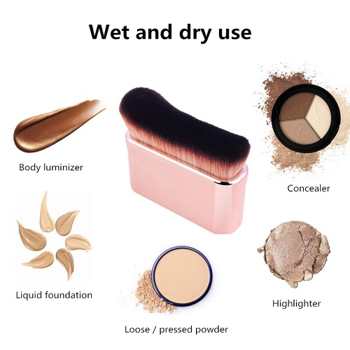  GOERTI Professional Body Makeup Brush for Blending Liquid Foundation High Density Face Kabuki Brush for Body Highlighter Bronzer Shimmer Glow Concealers Cream Powder Body Brush (Rose gold