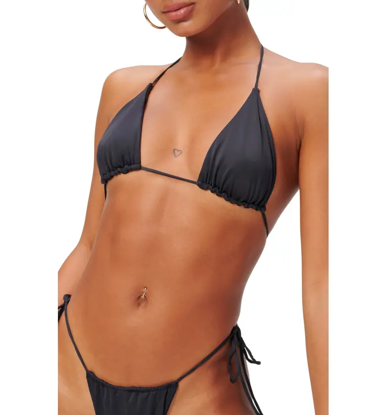 Good American Tiny Ties Triangle Bikini Top_BLACK