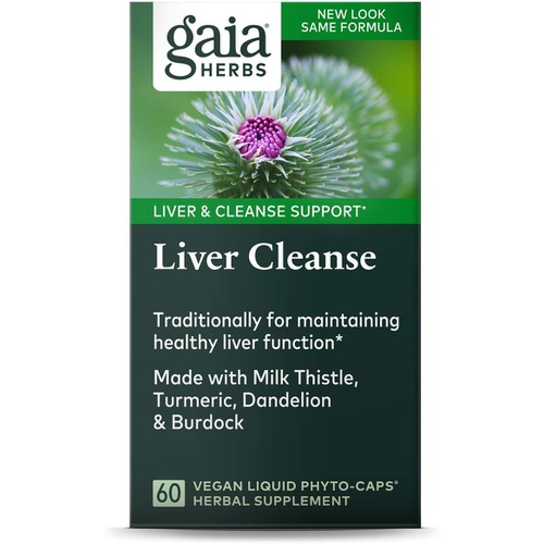  Gaia Herbs Liver Cleanse - Liver Health Support Herbal Supplement with Milk Thistle, Burdock, Turmeric Curcumin, Dandelion, and More - 60 Vegan Liquid Phyto-Caps (30 Servings)
