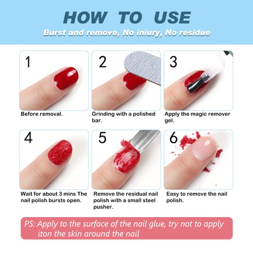  Gaobeisi-Makeups Magic Nail Polish Remover -(2 PACK) Professional Remove Gel Nail Polish Within 3-5 Minutes - Easily & Quickly Removes Soak-Off Gel Polish, Dont Hurt Nails - 15ml