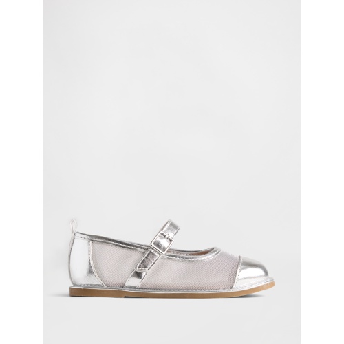 갭 Gap Toddler Metallic Mesh Mary Jane Flats