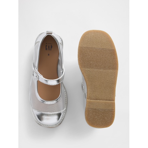 갭 Gap Toddler Metallic Mesh Mary Jane Flats