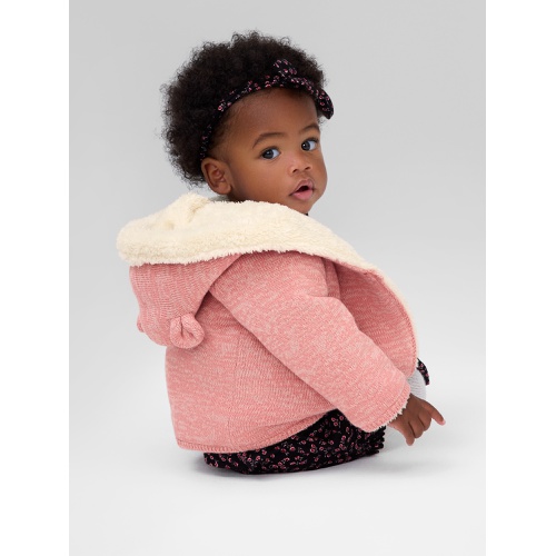 갭 Baby Sherpa-Lined Garter Sweater