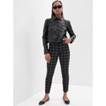 Mid Rise Plaid Skinny Ankle Pants in Bi-Stretch