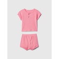 Baby Ribbed Henley Two-Piece Outfit Set