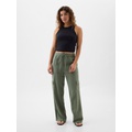 Linen-Blend Wide-Leg Cargo Pull-On Pants