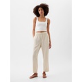 Linen-Blend Straight Pull-On Pants