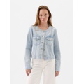 Collarless Denim Jacket