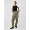 Linen-Blend Parachute Cargo Pull-On Pants